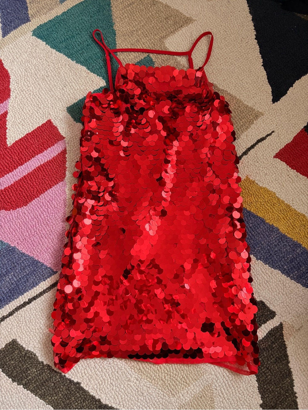 Topshop Red Sequin Slip Dress